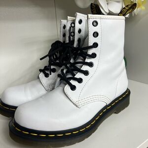 Dr. Martens White Leather Boots with Black Accents